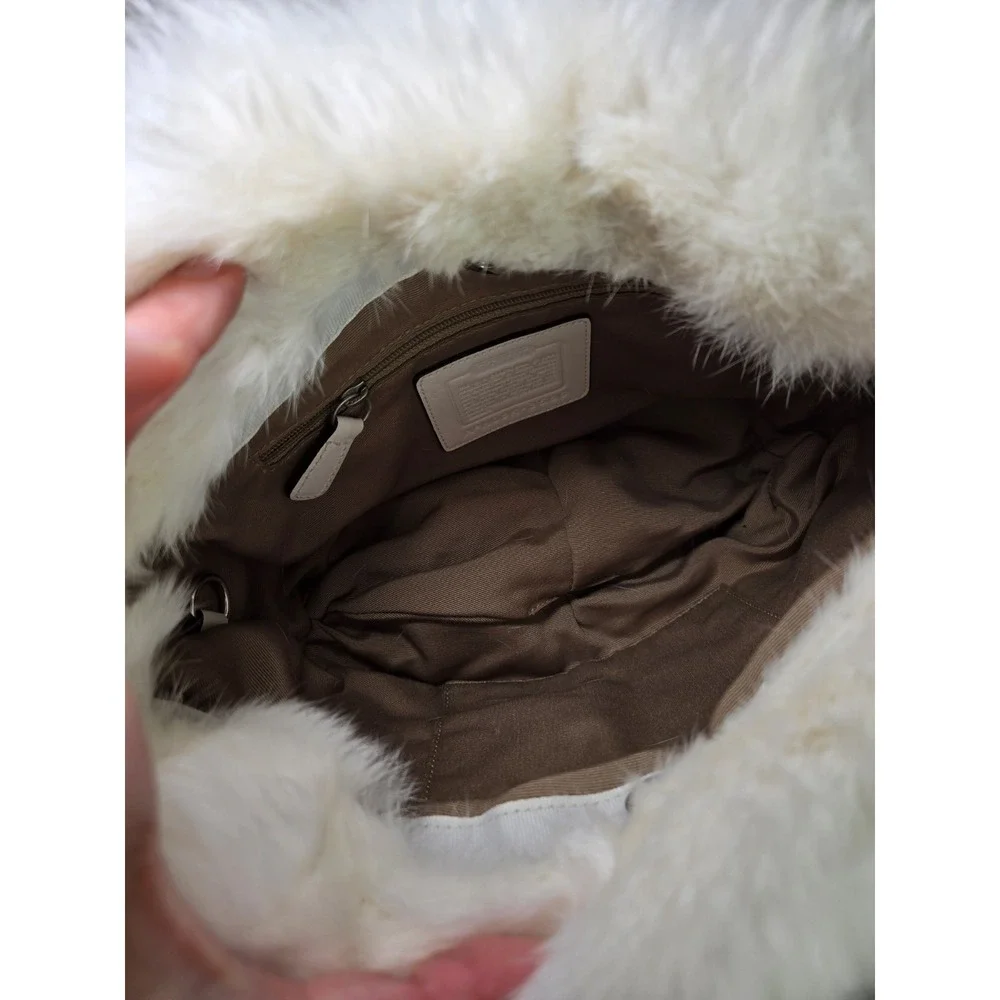 Y2k Vintage‎ Coach White Quilted Rabbit Fur Trim 2005